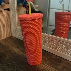 pink studded starbucks tumbler